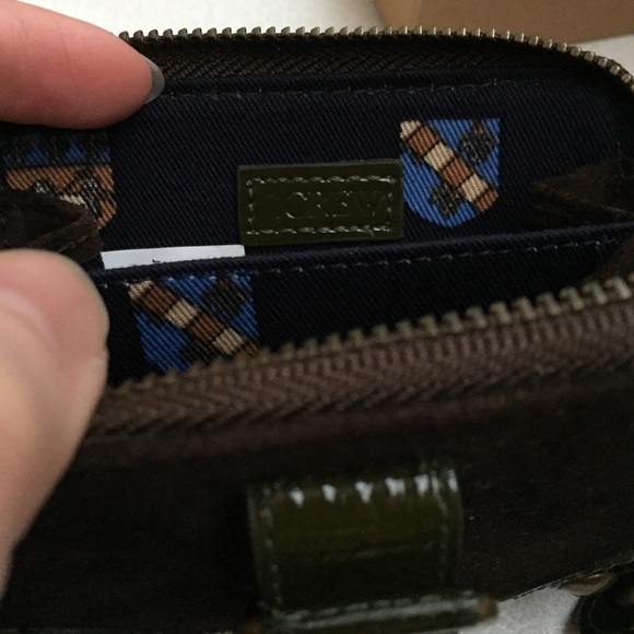 Early Y2k J crew wallet brown suede & green patented leather - with tags! - Picture 7 of 7